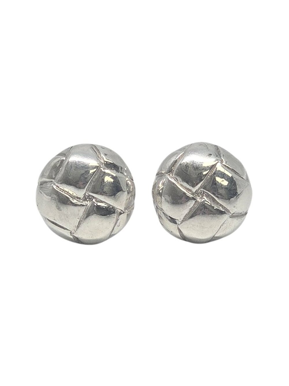 1979 Tiffany & Co Sterling Silver Woven Button Stud Earrings #24942
